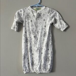 Kissy Kissy White and Gray Star & Teddy Bear Print Convertible Gown